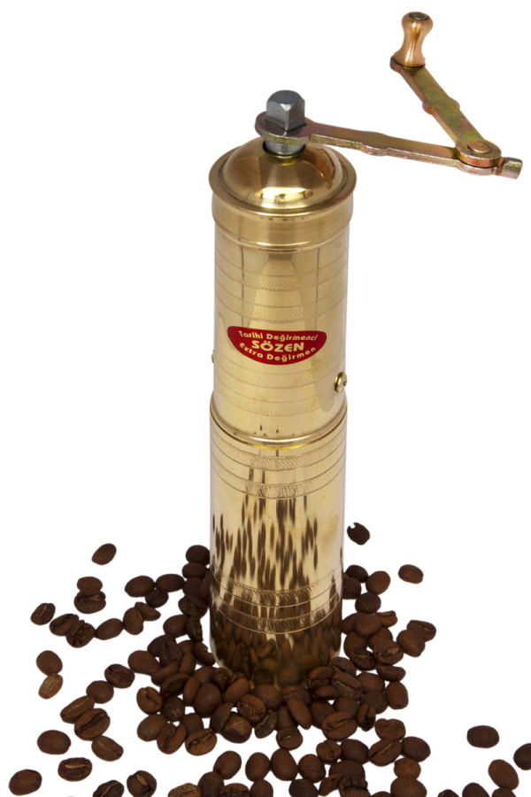 Brass Coffee Mill (Round) 'Turkish Coffee Grinder' [Decorative Only] 